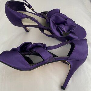 Purple Satin High Heel Shoes